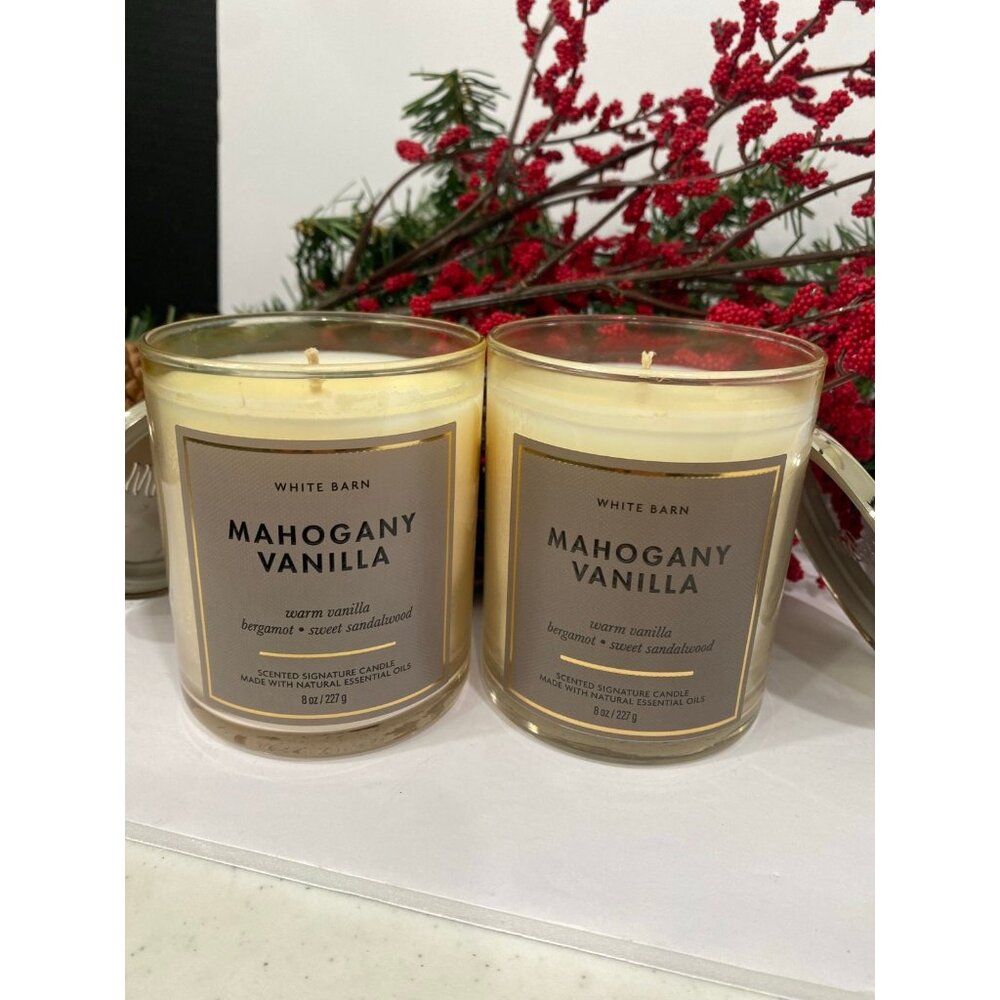 Bath & Body Works “Mahogany Vanilla” 2 NEW Signature Single Wick Candles